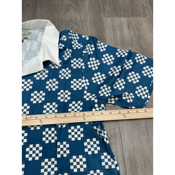 NWOT Bogey Boys by Macklemore Men's Big Check Button-Up Shirt Blue/White Sz M - Picture 8 of 8